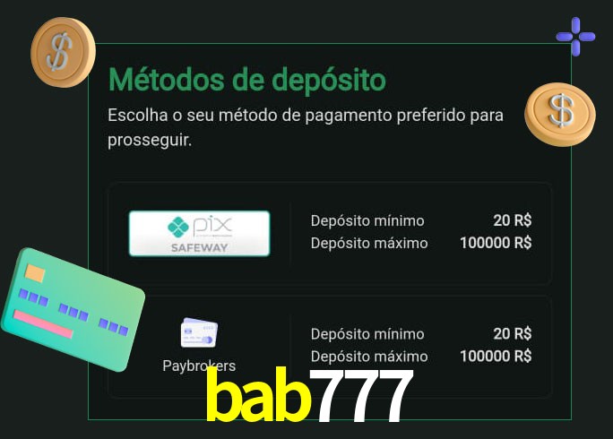 O cassino bab777 oferece uma grande variedade de métodos de pagamento